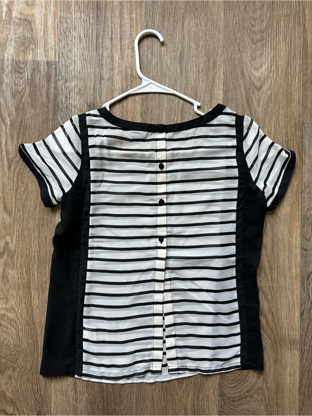 American Eagle Outfitters Sheer Navy White Striped Chiffon Blouse Top Size XS - Picture 5 of 6